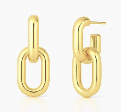 Aros Eslabones Plata 925 – Oro 18k