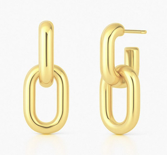 Aros Eslabones Plata 925 – Oro 18k