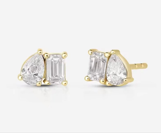 Aros Toi et Moi Plata 925 - Oro 18k