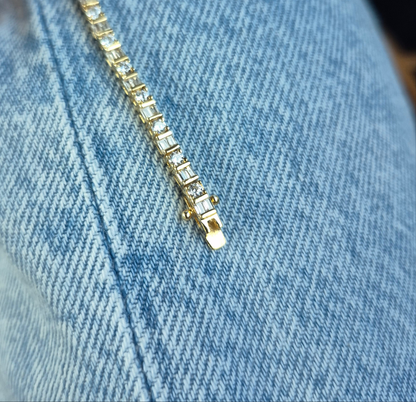 Pulsera Tennis Baguetes Plata 925 con Baňo de Oro 18k