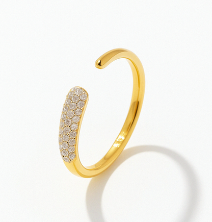 Anillo Ajustable Pavé Plata 925 – Oro 18k