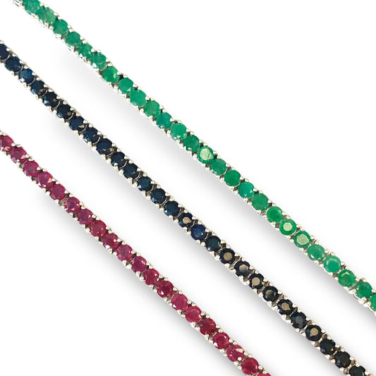 Pulsera Tennis Esmeraldas Naturales 3mm – Plata 925 Baño de Oro