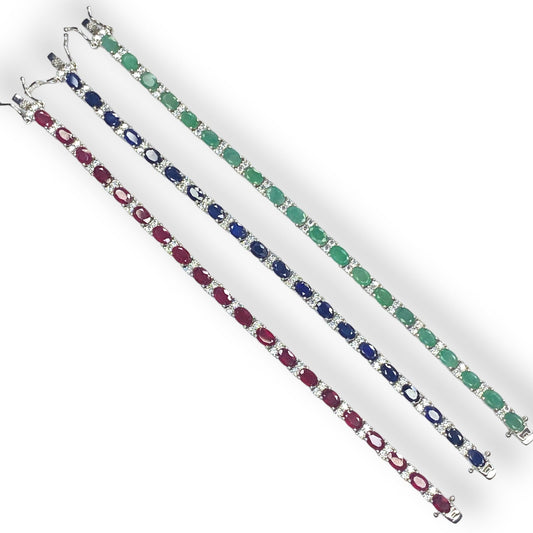 Pulsera Tennis Piedras Naturales Ovaladas 6x4mm – Plata 925