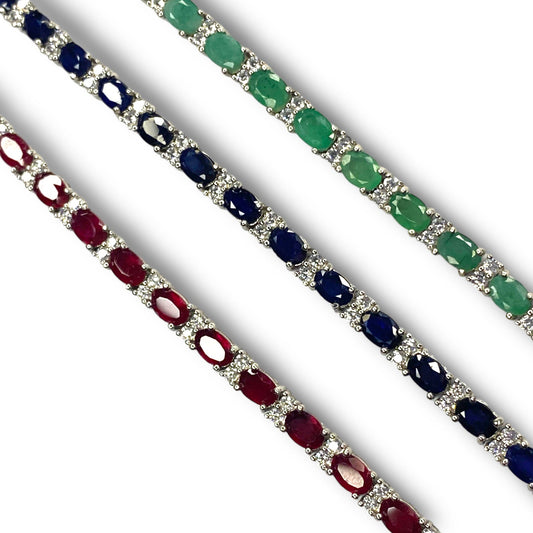 Pulsera Tennis Piedras Naturales Ovaladas 6x4mm – Plata 925