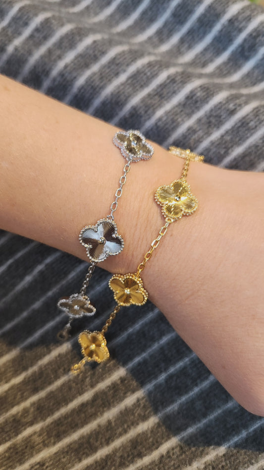 Pulsera Clover Laser Dorada - Ámbar Joyas