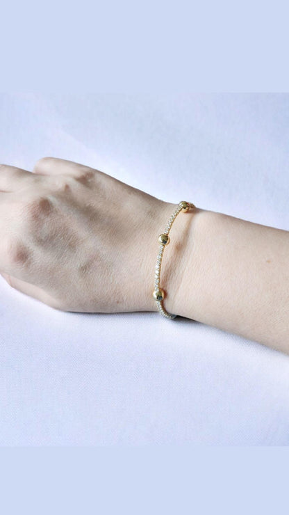 Pulsera Ajustable Infinita Bolas Doradas
