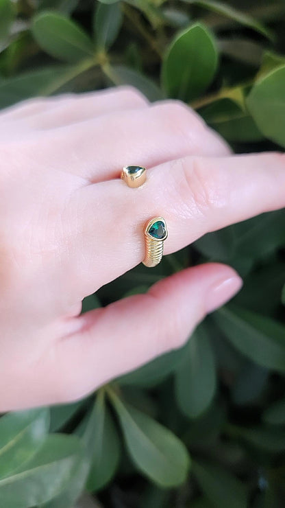 Anillo Corazones Bezel Verde