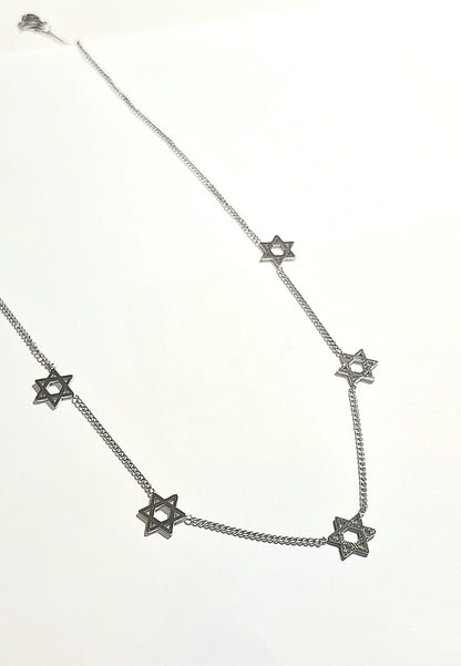 Collar 5 Estrellas de David Acero Inoxidable