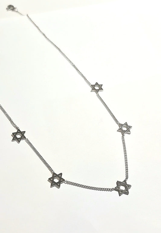 Collar 5 Estrellas de David Acero Inoxidable