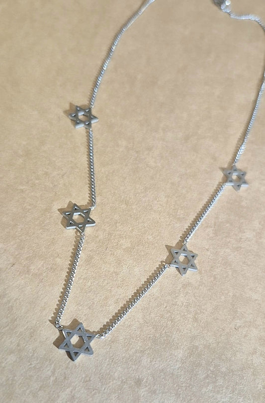 Collar 5 Estrellas de David Acero Inoxidable