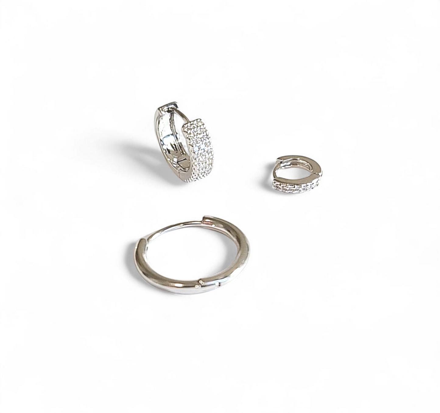 Pack 3 Aros de Rodio con Circonitas – Set de Argollas para Piercings
