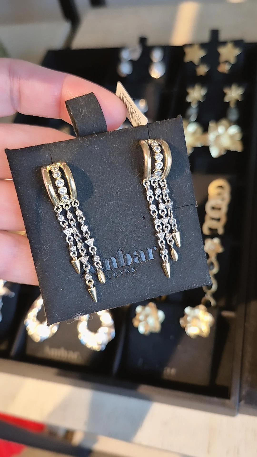 Aros de Cadenas Bicolor con Circones – Diseño Geométrico