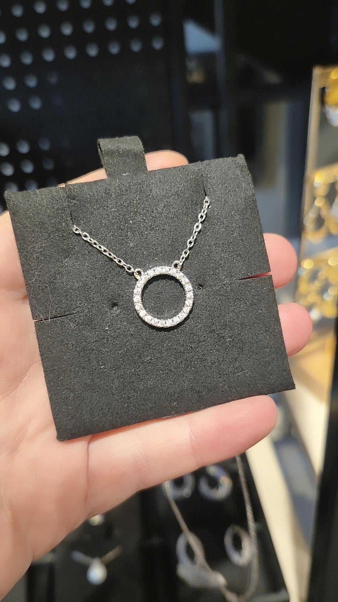 Collar Círculo de la Eternidad Circonitas Baño de Rodio