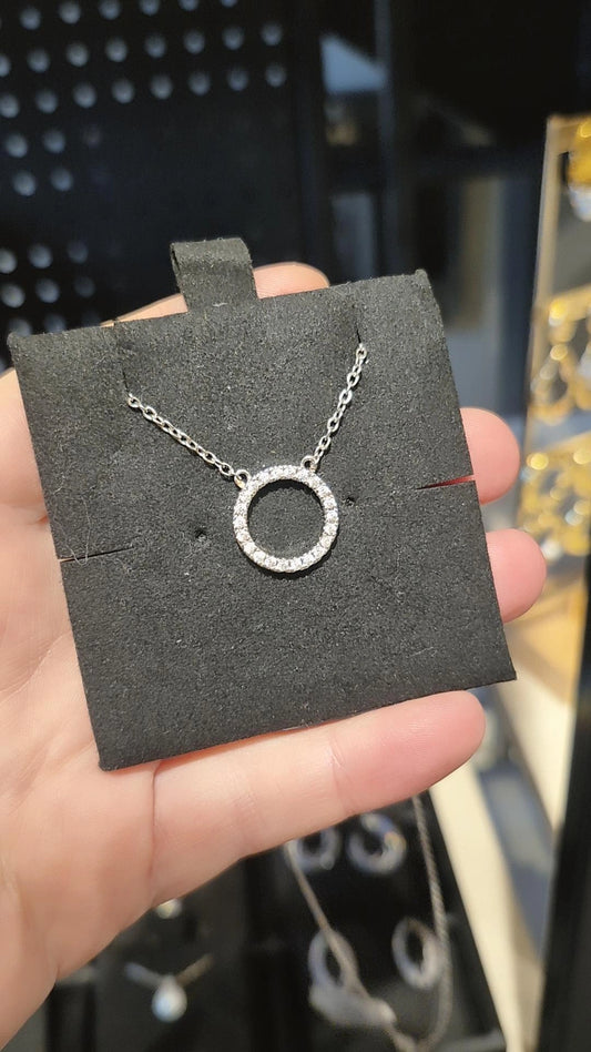 Collar Círculo de la Eternidad Circonitas Baño de Rodio