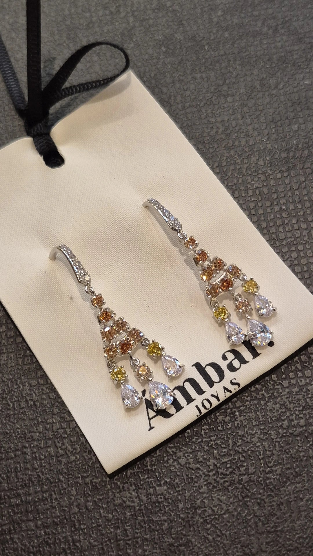 Aros Colgantes Encaje Champagna - Rodio