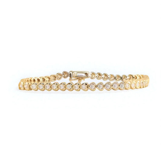 Pulsera Tennis Corazones Circones Bezel – Baño de Oro