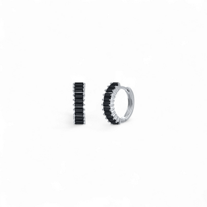 Argollas Baguettes Negro - Ámbar Joyas