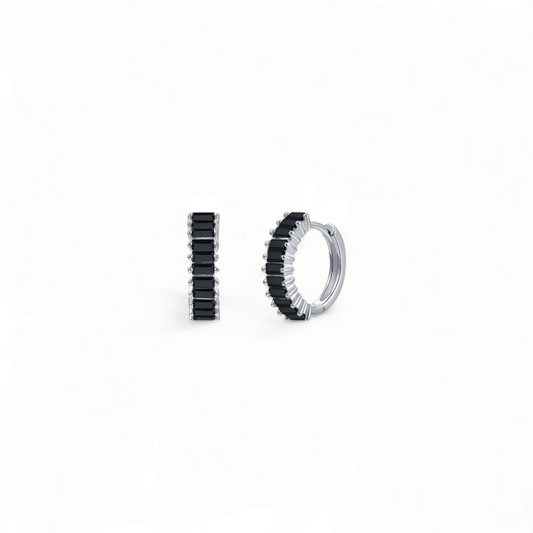 Argollas Baguettes Negro - Ámbar Joyas