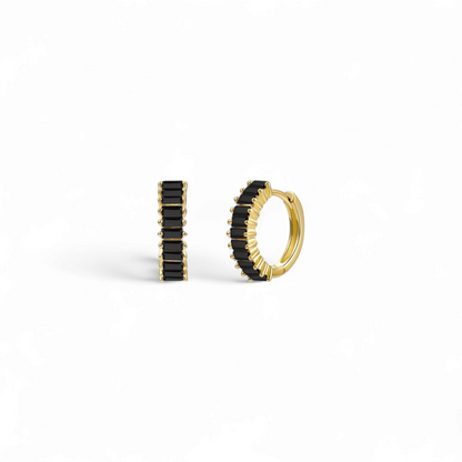 Argollas Baguettes Negro - Ámbar Joyas