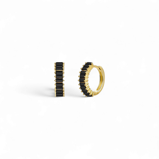 Argollas Baguettes Negro - Ámbar Joyas