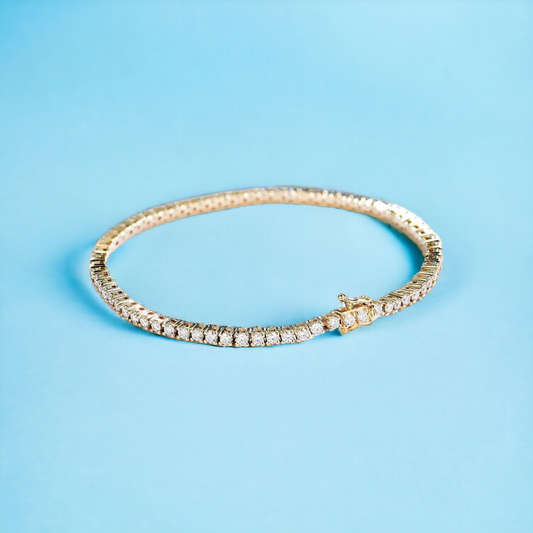Pulsera Tennis 2.5mm Dorado - Ámbar Joyas