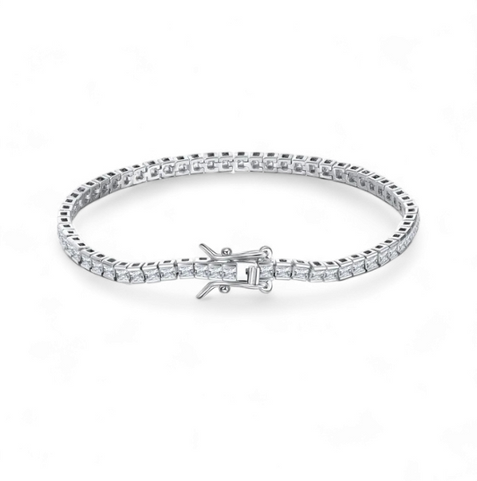 Pulsera Tennis Cuadrada 2mm Plata 925 - Ámbar Joyas