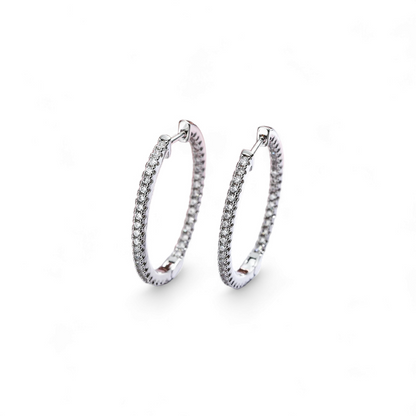 Argollas Pave 3cm Plateado - Ámbar Joyas