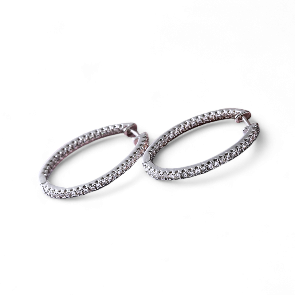 Argollas Pave 3cm Plateado - Ámbar Joyas