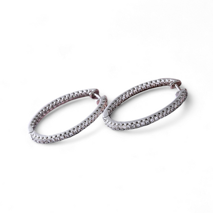 Argollas Pave 3cm Plateado - Ámbar Joyas