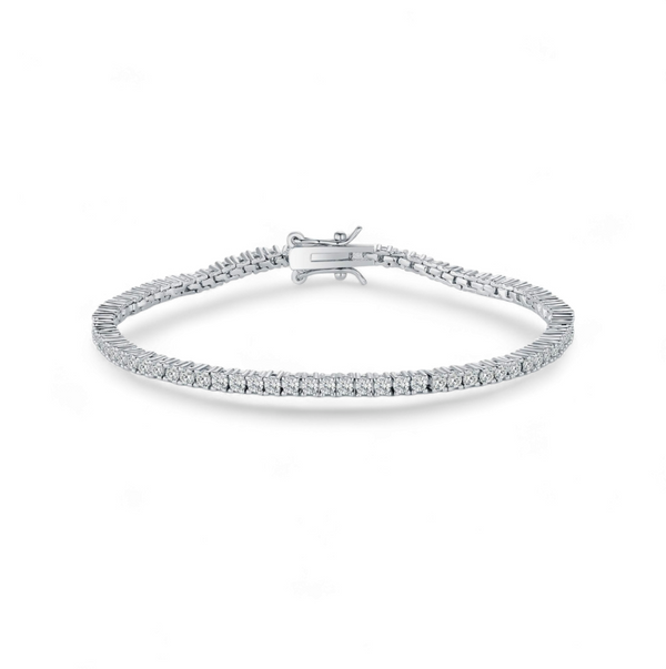 Pulsera Tennis 2mm Corte Brillante – Baño de Rodio
