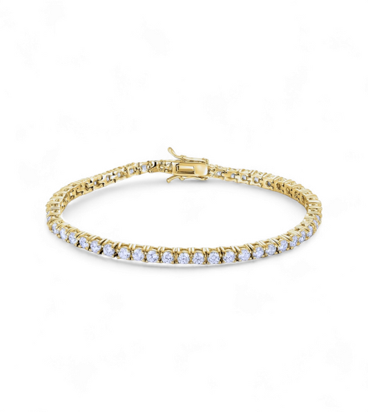PULSERA TENNIS 3MM DORADA - Ámbar Joyas