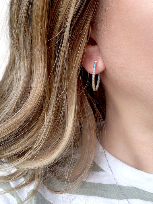 Argollas Circones Turquesa - Ámbar Joyas