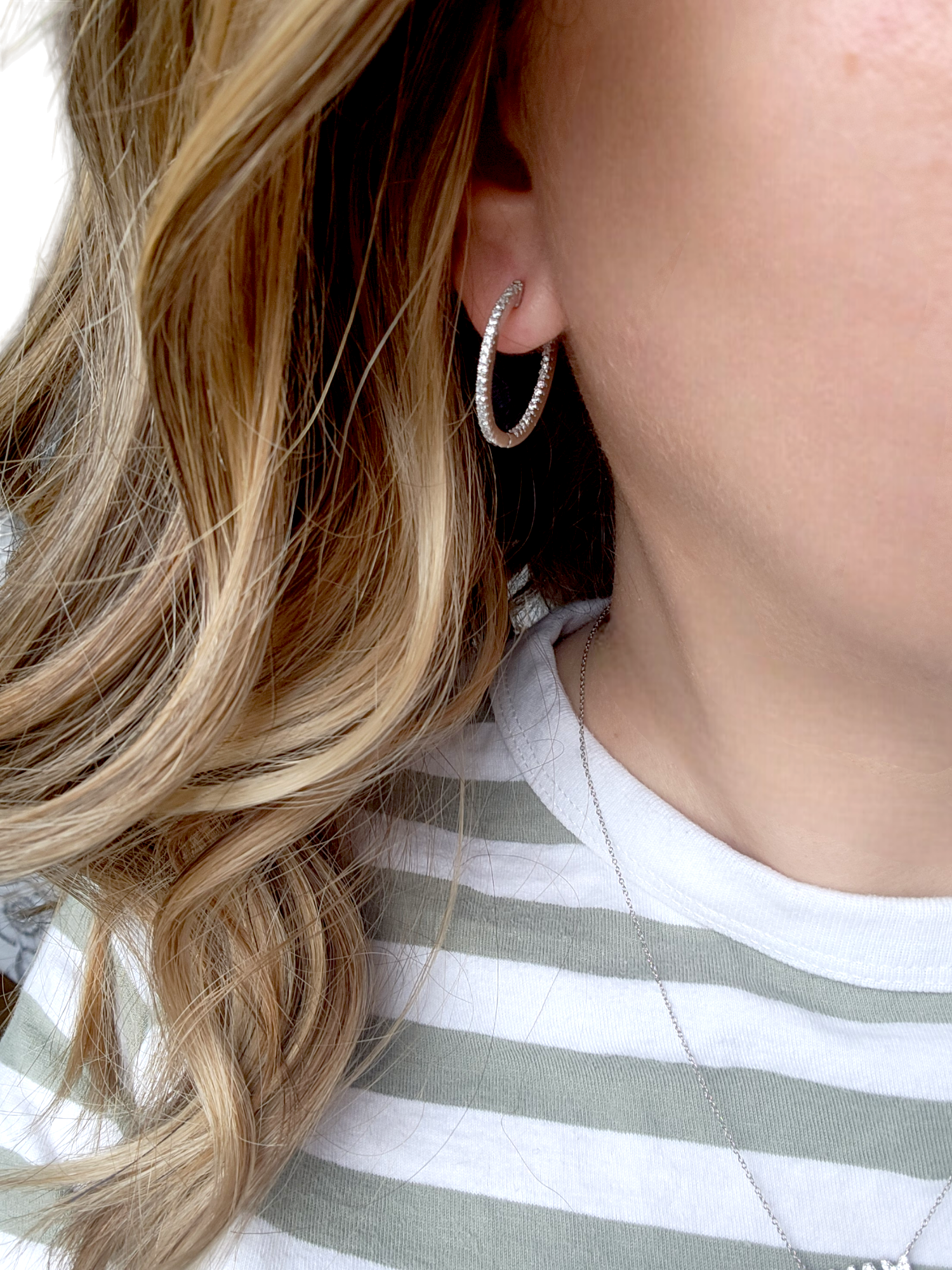 Argollas Pave 3cm Plateado - Ámbar Joyas