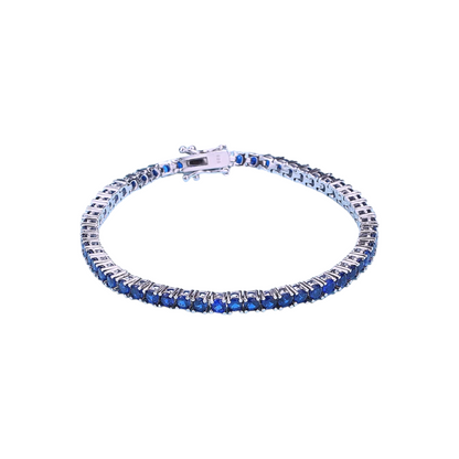Pulsera Tennis Azul Plata 925