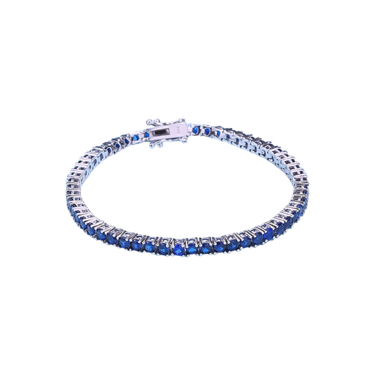 Pulsera Tennis Azul Plata 925