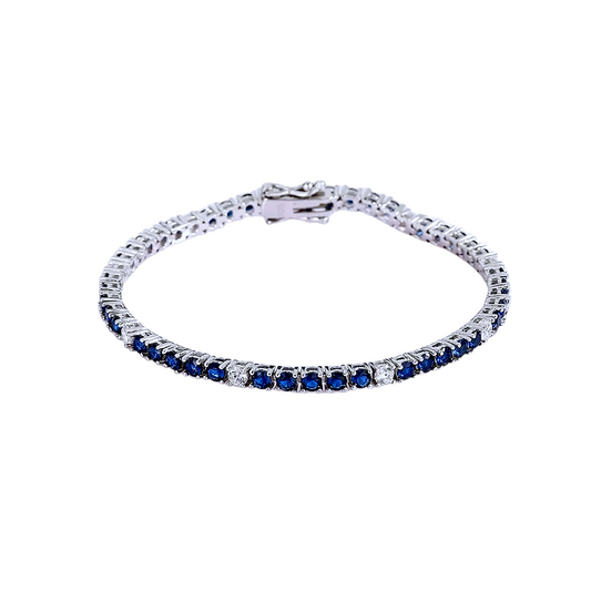 Pulsera Tennis Azul/Blanco Plata 925