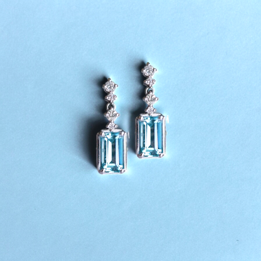 Aros Eloise Celeste - Ámbar Joyas