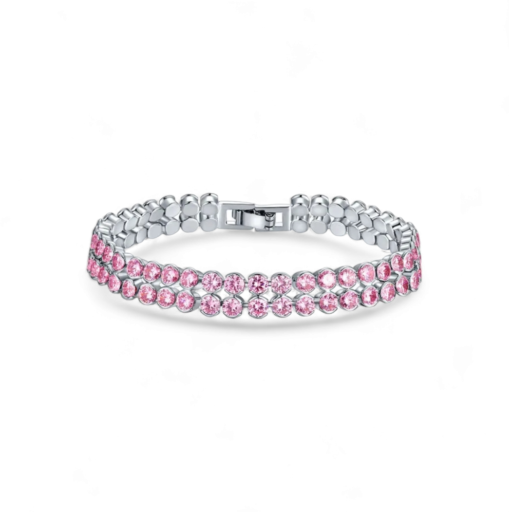Pulsera Tennis Doble Rosada - Ámbar Joyas