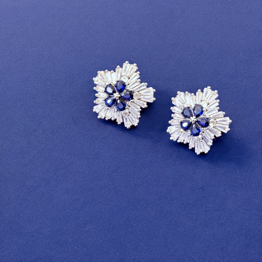 Aros Studs Flores Azul - Ámbar Joyas