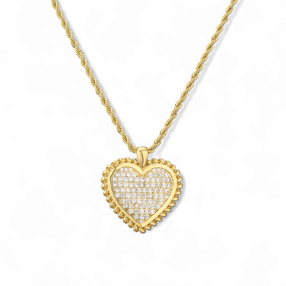 Cadena Corazón Circones Plateado