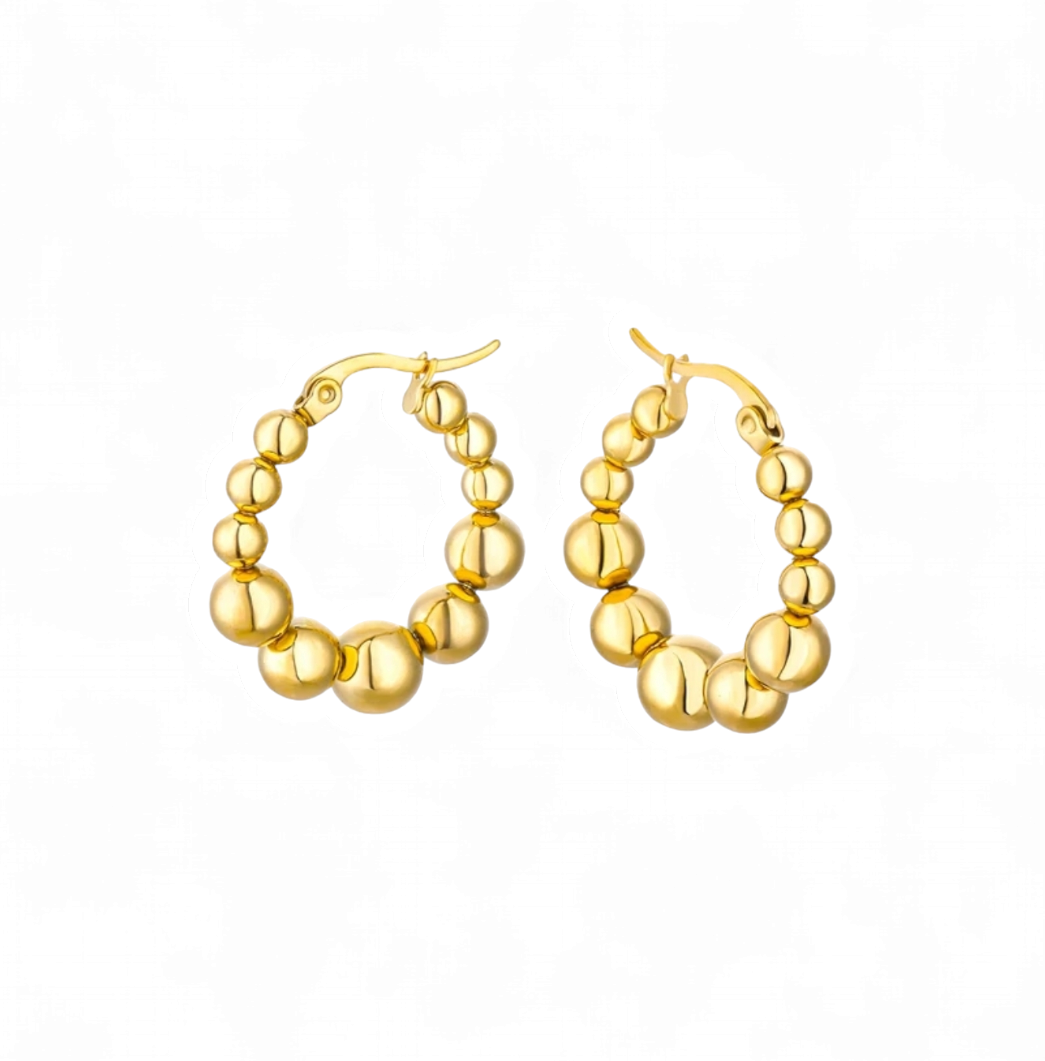 Argollas Big Bubble Acero Dorado - Baño Oro