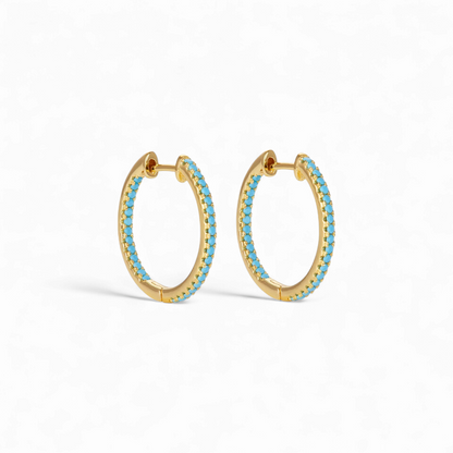 Argollas Circones Turquesa - Ámbar Joyas