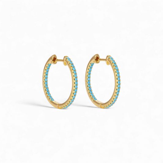 Argollas Circones Turquesa - Ámbar Joyas