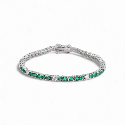 Pulsera Tennis Verde Plata 925