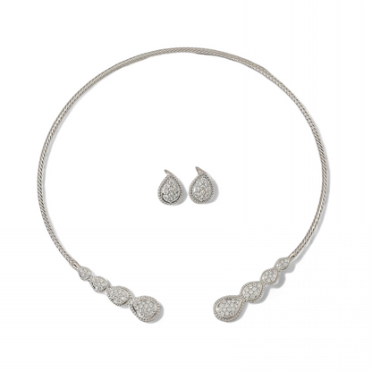 Collar y Aros Solarite Circones Plateado