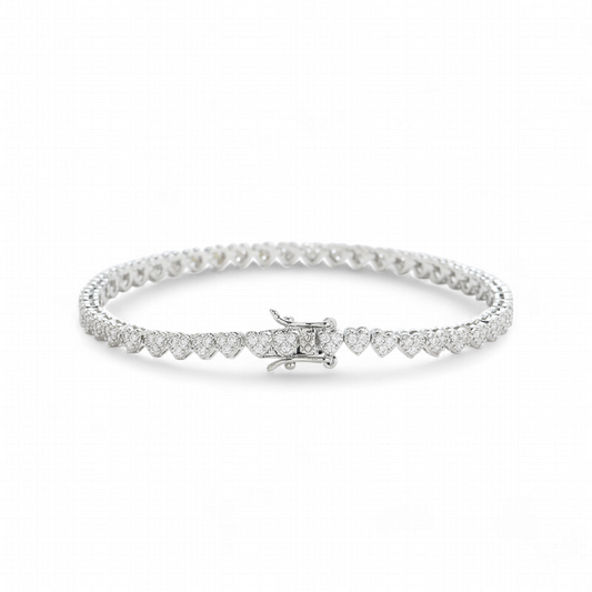 Pulsera Tennis Corazones Pave