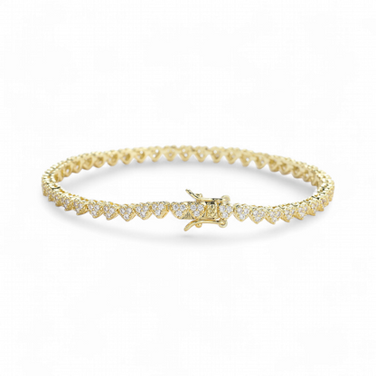 Pulsera Tennis Corazones Pave