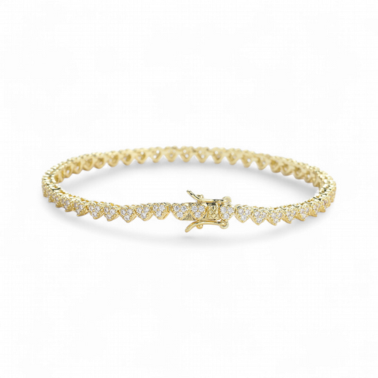 Pulsera Tennis Corazones Pave