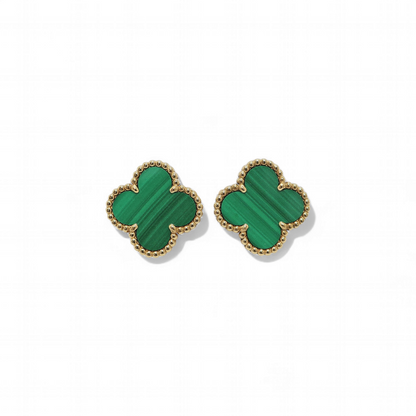Aros Clover Malaquita Trébol Dorado