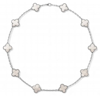 Collar Clovers Nácar Plateado - Ámbar Joyas